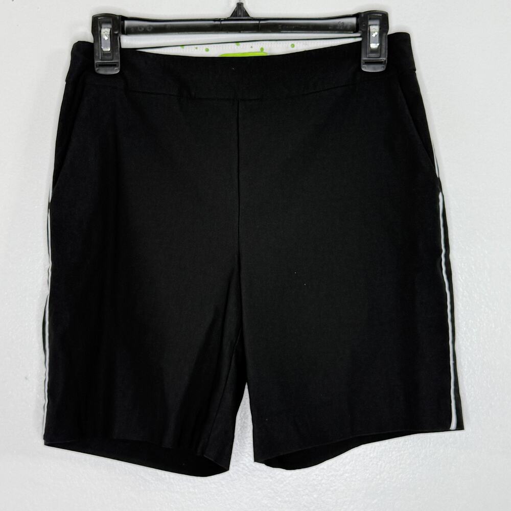 Swing Control Bermuda Shorts Womens 6 Black Pull On Stretch Golf Piping Pockets